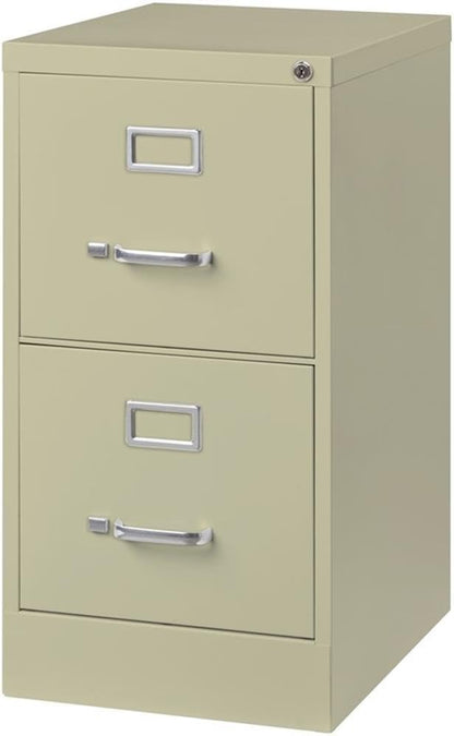 Pemberly Row 2 Drawers 28.38" Vertical Beige Metal Filing Cabinet Lockable Pre-Assembled Stationary Letter Size for Home, Office