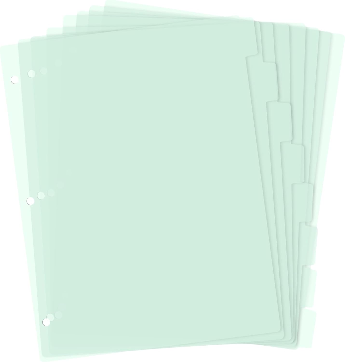 3 Ring Green Binder Dividers with 8-Tabs, A4 Binder Dividers, Sturdy Plastic Divider, Suitable for Notebooks and Binders, Tabs for Binder, 3 Hole Punch (Green,A4)