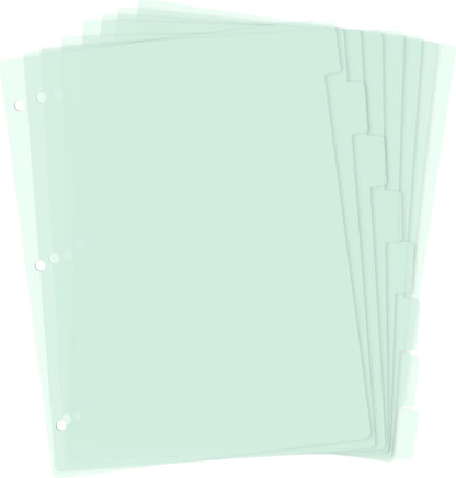 3 Ring Green Binder Dividers with 8-Tabs, A4 Binder Dividers, Sturdy Plastic Divider, Suitable for Notebooks and Binders, Tabs for Binder, 3 Hole Punch (Green,A4)