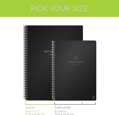 Rocketbook Smart Reusable Notebook, Fusion Plus Executive Size Spiral Notebook & Planner, Neptune Teal, (6" x 8.8")