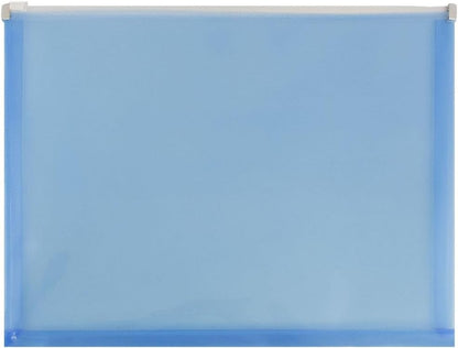 JAM PAPER Plastic Envelopes with Zip Closure - Letter Booklet - 9 3/4 x 13 - Blue - 3/Pack