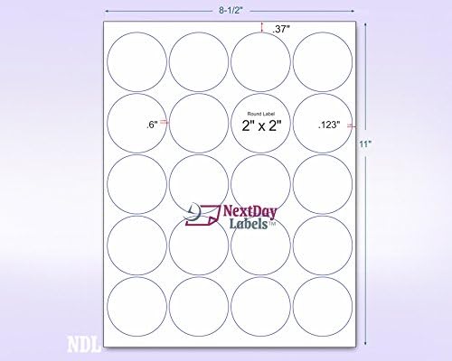 NextDayLabels - 8-1/2 x 11 Neon Color High Light Fluorescent Labels for Laser & Inkjet Printer (RED Fluorescent, 2" Round - 20 Per Page | 500 Labels)