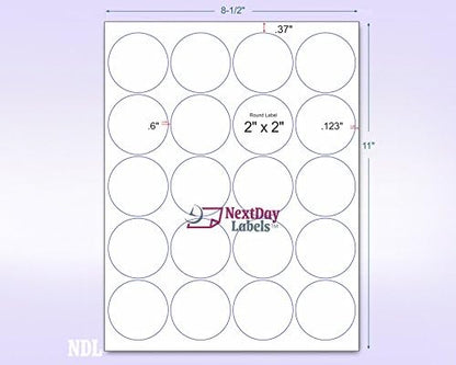 NextDayLabels - 8-1/2 x 11" Neon Color High Light Fluorescent Labels for Laser & Inkjet Printer (Orange Fluorescent, 2" Round - 20 Per Page | 500 Labels)