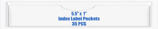 Origin-Joy 35 PCS Self Adhesive Index Card Pockets with Top Open, Clear Plastic Label Holder for Cards of Note, Library and Business, Adhesive Label Pockets & Card Holder (5.5 x 1 inch)