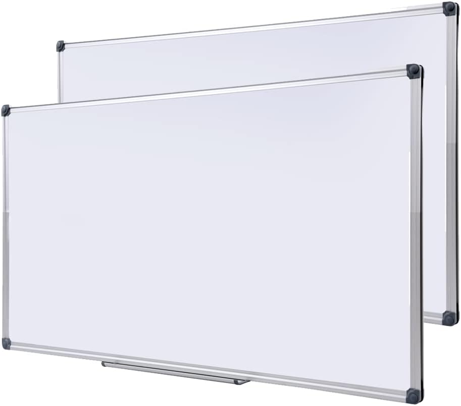 2 Pack 48" x 24" Magnetic Dry Erase Board with Removable Marker Tray| Commercial Quality Wall-Mounted Aluminum Message Presentation White Board for Office, Students & Teachers