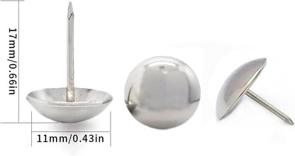 500Pcs Upholstery Tacks, BetterJonny Decorative Furniture Nails Pins Sliver Metal Thumb Tacks for Upholstered Furniture Cork Board, Home Decor(17X11MM)