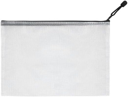 Mesh Pouch Bag,A3 Zipper Bag for Organizing Storage, Waterproof Zipper Pouch, 17" x 12"/44cm x 32cm, File Bag for School and Office Supplies (Black)