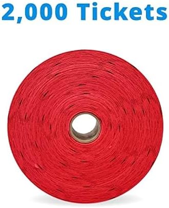 INDIANA TICKET CO. 2000 Raffle Tickets, Beer, Red, Single Roll, Ticket for Events, Entry, Class Reward, Fundraiser & Prizes