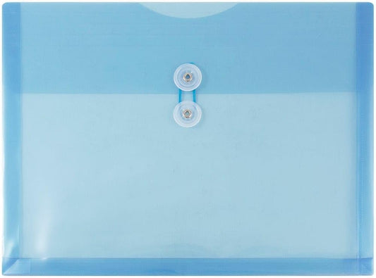 JAM PAPER Plastic Envelopes with Button & String Tie Closure - Letter Booklet - 9 3/4 x 13 - Blue - 3/Pack