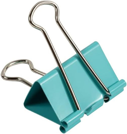 JAM PAPER Colorful Binder Clips - Large - 1 1/2 Inch (41 mm) - Teal Binderclips - 12/Pack