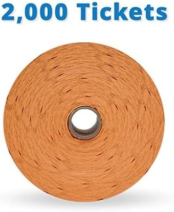 INDIANA TICKET CO. 2000 Raffle Tickets, Star, Orange, Single Roll, Ticket for Events, Entry, Class Reward, Fundraiser & Prizes