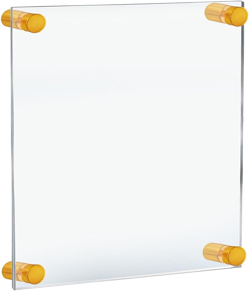 Azar Displays 105512-GLD Acrylic Floating Double Panel Wall Frame,9" x 12" Graphic Size, Overall Frame Size: 13" x 16", Gold