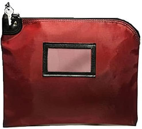 BankSupplies Laminated Nylon Locking Deposit Bag | Burgundy | 2 Keys Included for Each Bag | Heavy Duty | Puncture Resistant Laminated Nylon | Double Stitched Seams