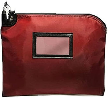 BankSupplies Laminated Nylon Locking Deposit Bag | Burgundy | 2 Keys Included for Each Bag | Heavy Duty | Puncture Resistant Laminated Nylon | Double Stitched Seams