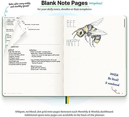 Roterunner Purpose Planner Notebook B5 7.5”x9.8” Undated Planner 2025 Daily Weekly and Monthly Productivity Goal Setting Tool for Work Home ADHD Planner for Adults Self Care Journal (Purple Softcover)