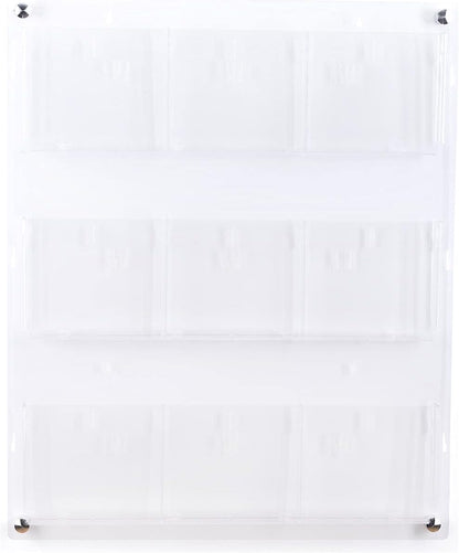 Displays2go 3-Tiered Clear Acrylic Magazine Rack, Adjustable, 9-18 Pockets - Clear (2RP9CLR)
