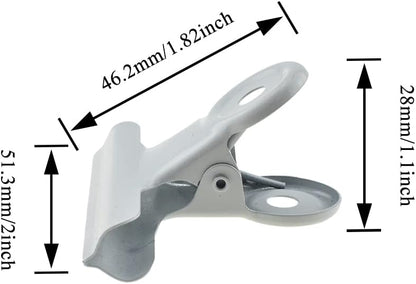 HAHIYO 2inch White Bulldog Clips Metal File Hinge Binder Clips Clamps Save Space Strong Spring Jaws Rock Solid Grip Book Lay Flat Deburred Edge for Hang Photos Wall Grid Dog Food 13PCS