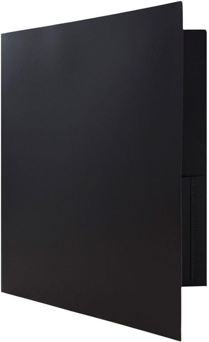 JAM PAPER Plastic 2 Pocket POP Folders - Durable School Folders - Black - Bulk 48/Pack