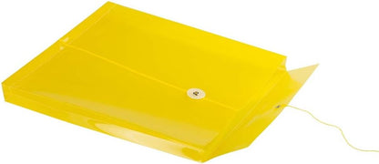 JAM PAPER Plastic Envelopes with Button & String Tie Closure - Letter Open End - 9 3/4 x 11 3/4 - Yellow - 12/Pack