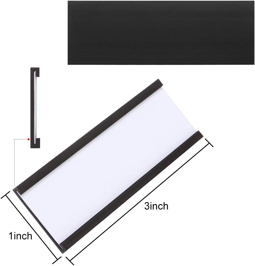 50 PCS Magnetic Label Holders with Magnets Magnetic Data Card Holder with Clear Plastic Protectors Channel Labels Racks for Office Home Shelf Metal Mailboxes Locker Whiteboard (1 x 3 Inch)