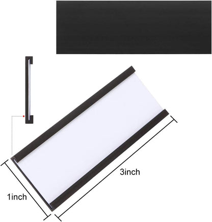 50 PCS Magnetic Label Holders with Magnets Magnetic Data Card Holder with Clear Plastic Protectors Channel Labels Racks for Office Home Shelf Metal Mailboxes Locker Whiteboard (1 x 3 Inch)
