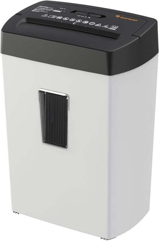 Bonsaii 12-Sheet Cross Cut Shredder, P-4 High Security, 5.5 Gal, Heavy Duty for Home Office, Shreds Paper, Credit Card, Mail, Staples, with Transparent Window, White & Black (C275-A)