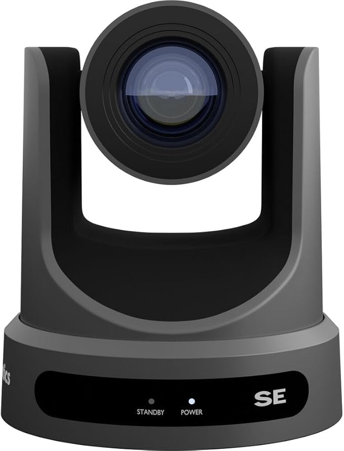 PTZOptics Move SE SDI/HDMI/USB/IP PTZ Camera with 20x Optical Zoom (Gray) (PT20X-SE-GY-G3) + Universal Wall Mount (Black) + Lens Cleaning Kit + HDMI Cable + Ethernet Cable + Color Wire Ties