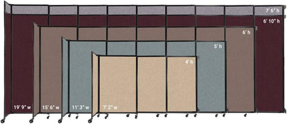Wall-Mounted Sliding StraightWall Room Divider | Adjustable Widths | Locking Wheels | Room Separator | Up to 15'6" Wide x 7'6" Tall Ocean Fabric Panels