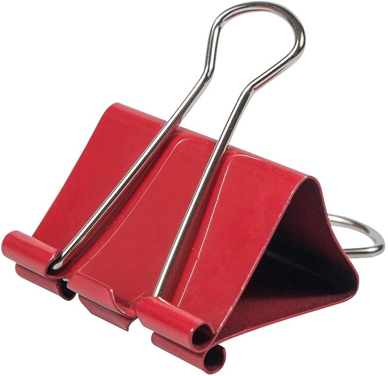 JAM PAPER Colorful Binder Clips - Large - 1 1/2 Inch (41 mm) - Red Binderclips - 12/Pack