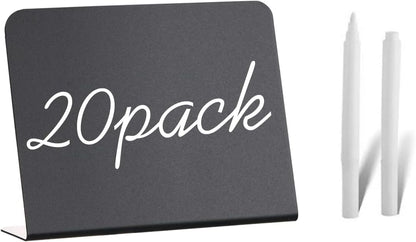 20 Pack Mini Chalkboard Signs - 4"x3" Food & Party Table Signs - Wedding & Bakery