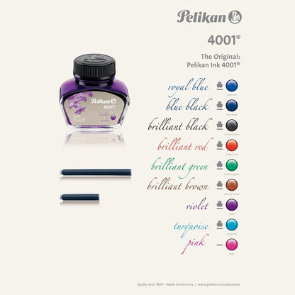 Pelikan 4001 Bottled Ink for Fountain Pens, Turquoise, 62.5ml, 1 Each (329201)