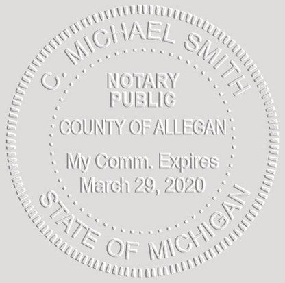 MaxMark Notary Seal Round Pink Embosser for Michigan State - Includes Gold Burst Seal Labels (50 Count)