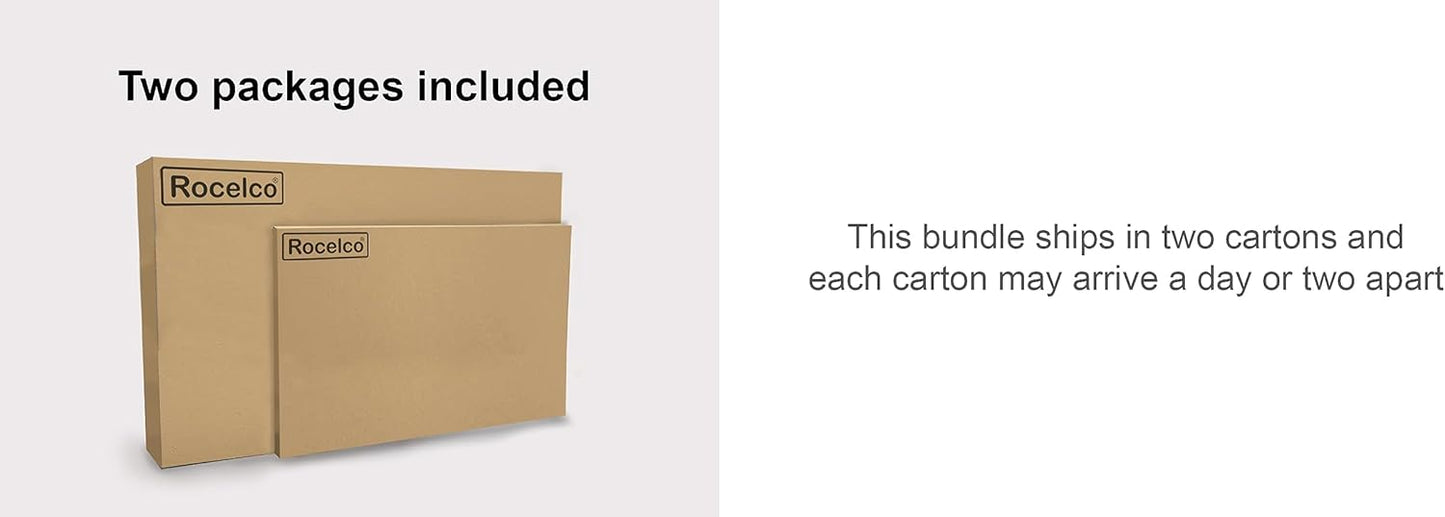 Rocelco 46" Height Adjustable Corner Standing Desk Converter with Anti Fatigue Mat BUNDLE, Quick Sit Standup Dual Monitor Riser, Computer Workstation-Keyboard Tray, (R CADRB-46-MAFM), Black