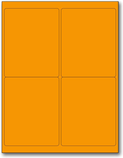 NextDayLabels - 8-1/2 x 11" Neon Color High Light Fluorescent Labels for Laser & Inkjet Printer (Orange Fluorescent, 4 x 5" - 4 Per Page | 400 Labels)