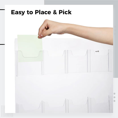 18 Pockets Acrylic Brochure Pamphlet Holder Wall Mount, 4 inches Pocket Brochure Display Stand, Pamphlet Display Stand Wall Mount, Clear Plastic Trifold Flyer Rack Literature Holder
