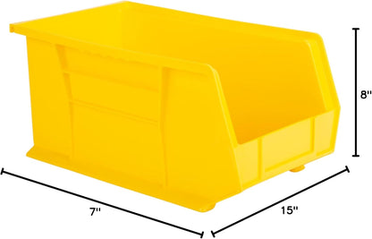 Hudson Exchange 15" x 8" x 7" Plastic Stackable Storage Bin and Hanging Container (Yellow, 1 Pack)