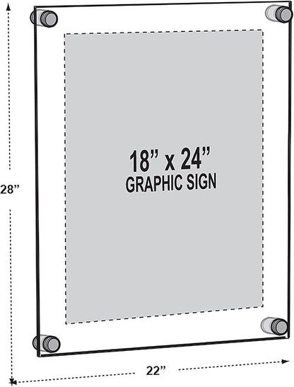 Azar Displays 105524 Standoff Sign Holder: 18" X 24" Graphic Size. Overall Frame Size: 22" X 28", clear