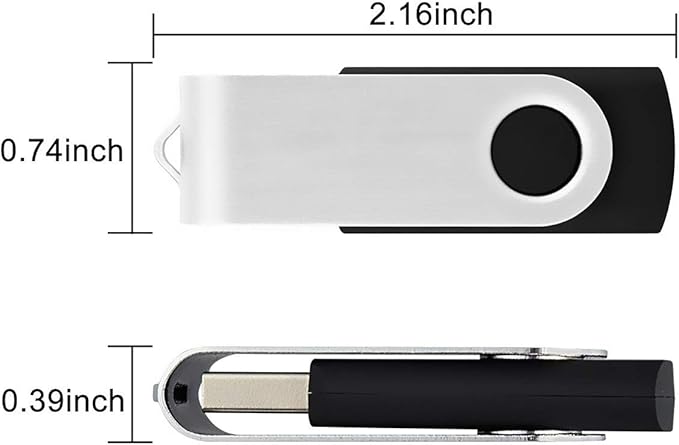 Aiibe 4GB Flash Drive Bulk 4GB USB Flash Drive Thumb Drives 10 Pack USB 2.0 Memory Stick Jump Drive Zip Drives Swivel Keychain Design (Black)
