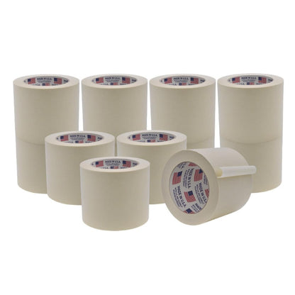 WOD MT5 Utility Grade Masking Tape, 3 inch x 60 yds. (Pack of 12) for Home or Office air-Dry Painting, Labeling, & Packing. Leaves no Residue