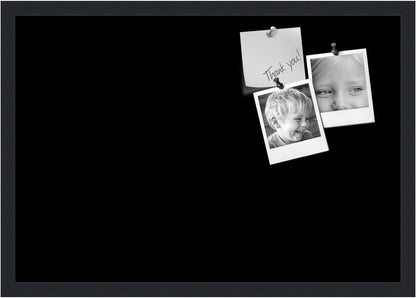 PinPix 26x18 Inch Cork Bulletin Board. This Decorative Framed Pin Board Comes with Solid Black Design and a Satin Black Frame. Ideal for Home Office Decor or Message Board (PinPix-622)