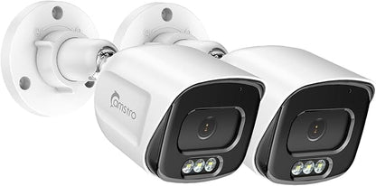 5MP Add On 2pcs Wired POE Cameras for 4K 8CH NVR, Human/Vehicle/Pet/Parcel Smart Detection, H.265+, 100ft Night Vision, IP67 Waterproof - White