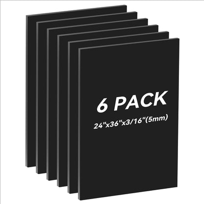 6PACK Black Foam Board 24x36×3/16 inches,5MM Poster Board for DIY Projects High Quality Blank Board Perfect for Arts Crafts School Projects Presentation Displays