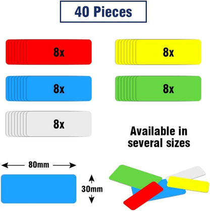 Dry Erase Magnetic Labels 3.1x1.2 Inch, Reusable Magnetic Labels for Whiteboards Locker School Classroom Office Home,Pack of 40