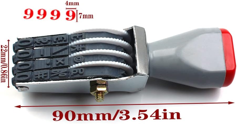 4 Digits Number Stamp Business Stamps Multi- Functional Creative Rolling Wheel Stamp Personalized Number Rubber Stamp Symbol Office Date Stamp… (4 Digits)