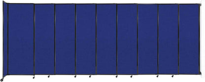 Wall-Mounted Sliding StraightWall Room Divider | Adjustable Widths | Locking Wheels | Room Separator | Up to 19'9" Wide x 7'6" Tall Royal Blue Fabric Panels