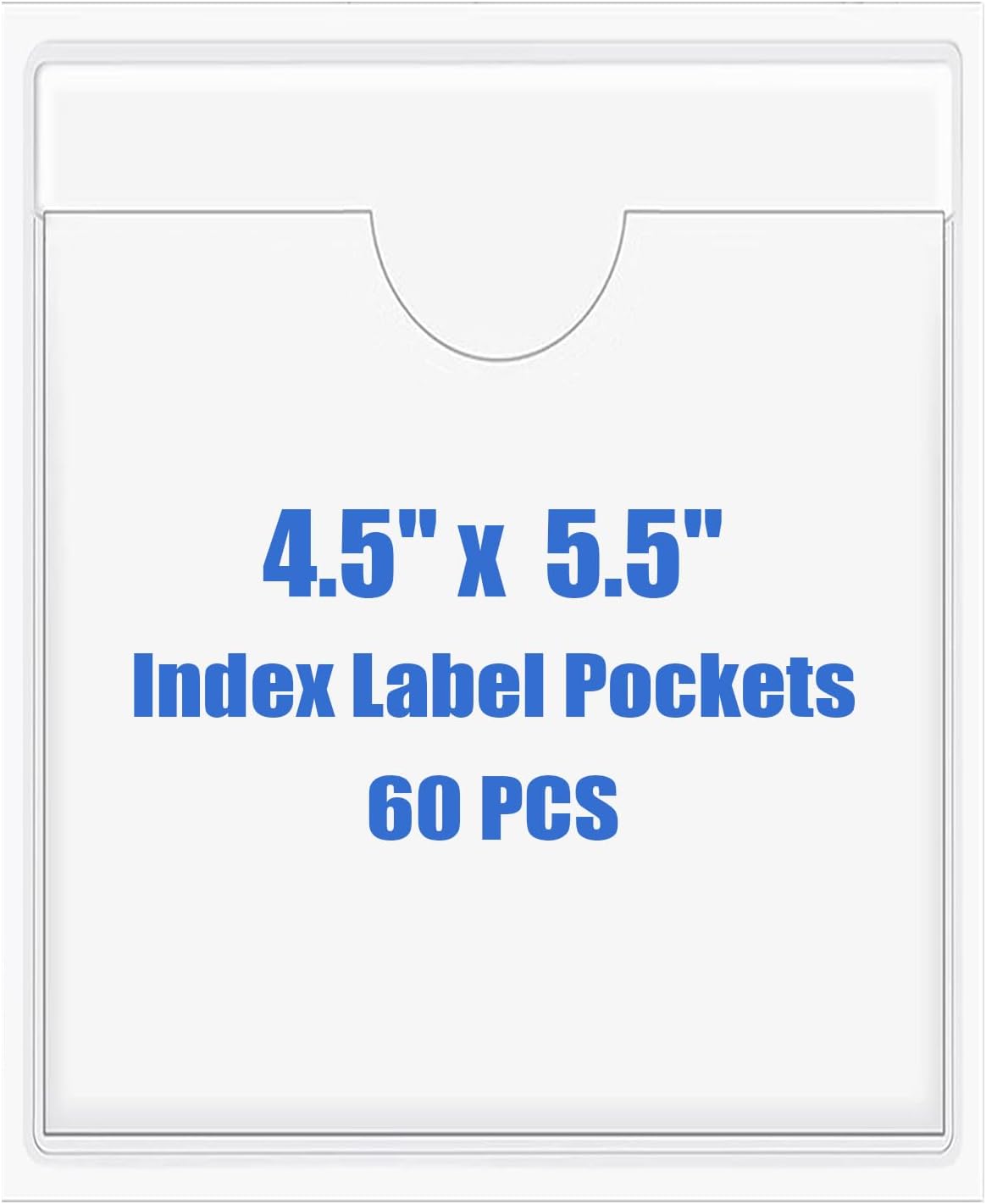 Origin-Joy 60 PCS Self Adhesive Index Card Pockets with Top Open, Clear Plastic Label Holder for Cards of Note, Library and Business, Adhesive Label Pockets & Card Holder (4.5 x 5.5 inch)