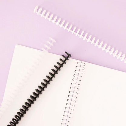 Craftelier - Click Binding Spines 3:1 Pitch - Black, White & Clear - Easy Zip Binding - Reusable, Trimmable Coils for Up to 85 Sheets -12 mm. (0.47") Diameter - 6-Pack for A4 to A7 and US Letter Sizes