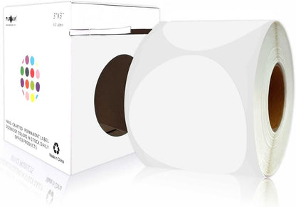 PARLAIM 3 Inch Round Color-Code Dot Stickers, 500 3" X 3" White Color Coding Circle Labels per Roll Dispenser Box for Inventory Management