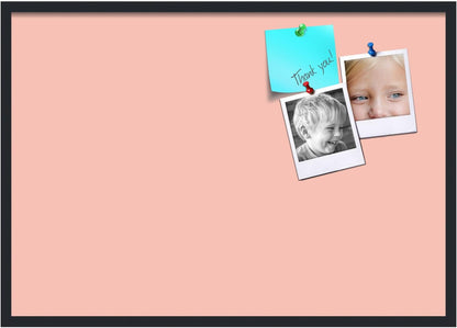 PinPix 40x28 Inch Cork Bulletin Board. This Decorative Framed Pin Board Comes with Pink Pastel Design and a Satin Black Frame. Ideal for Home Office Decor or Message Board (PinPix-1813)