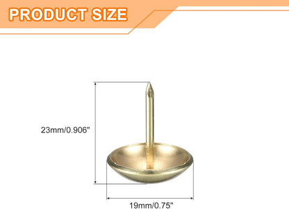 uxcell Upholstery Tacks Nail Pins Furniture, 100Pcs 19x23mm Thumb Tack Pins Assortment Kit Carbon Steel for Home Sofa DIY Decorative Nail Heads Nails, Gold